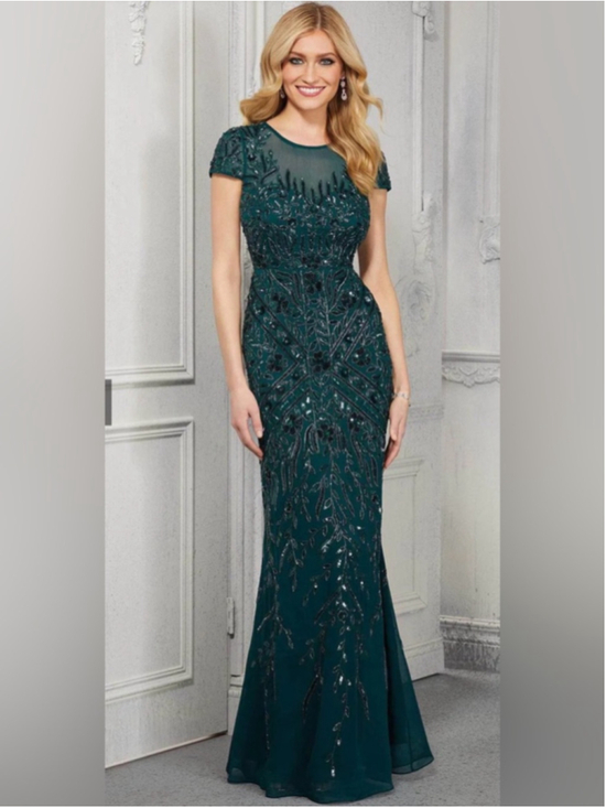 MGNY Dresses & Skirts - NWT-MGNY Embellished Teal Evening Gown - Elegant Beaded Sheath Dress